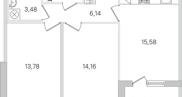 2-к. квартира, 57&nbsp;м²