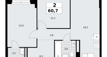 2-к. квартира, 60 м²