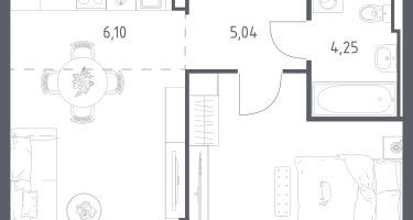 1-к. квартира, 44&nbsp;м²