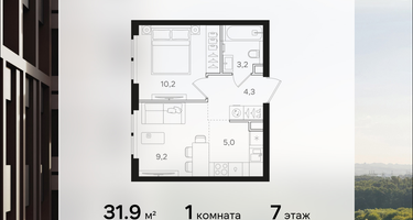 1-к. квартира, 31&nbsp;м²