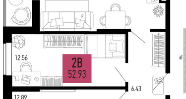 2-к. квартира, 52&nbsp;м²