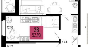 2-к. квартира, 52&nbsp;м²