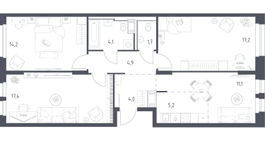 Студия, 79&nbsp;м²