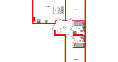 2-к. квартира, 60&nbsp;м²