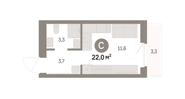 Студия, 21&nbsp;м²
