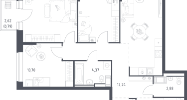 3-к. квартира, 88&nbsp;м²