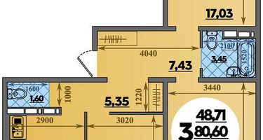 3-к. квартира, 85 м²