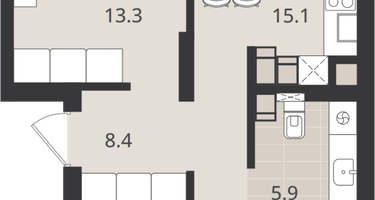 2-к. квартира, 57&nbsp;м²