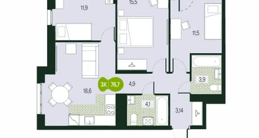 4-к. квартира, 76&nbsp;м²
