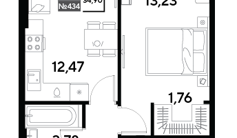 1-к. квартира, 34&nbsp;м²
