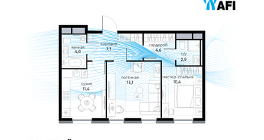 2-к. квартира, 55&nbsp;м²