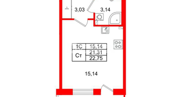 Студия, 21&nbsp;м²