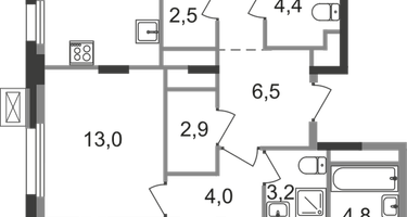 4-к. квартира, 125&nbsp;м²