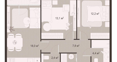 2-к. квартира, 64 м²