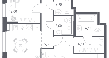 2-к. квартира, 69&nbsp;м²