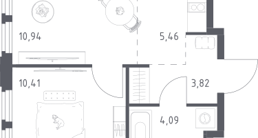Студия, 34&nbsp;м²