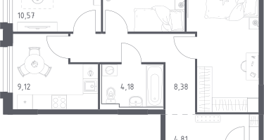 3-к. квартира, 65&nbsp;м²