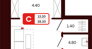 Студия, 28 м²