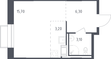 Студия, 28&nbsp;м²