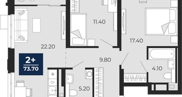 2-к. квартира, 70 м²