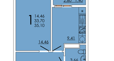1-к. квартира, 35&nbsp;м²