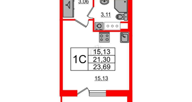 Студия, 21&nbsp;м²