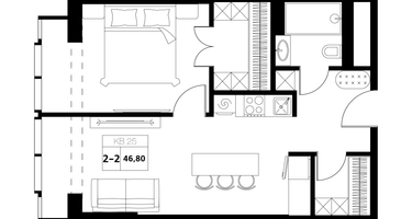 2-к. квартира, 46&nbsp;м²
