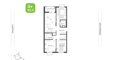 3-к. квартира, 36 м²