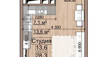 Студия, 29&nbsp;м²