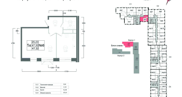 1-к. квартира, 47&nbsp;м²