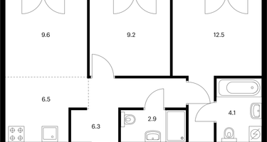 2-к. квартира, 52&nbsp;м²