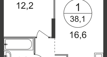 1-к. квартира, 38 м²