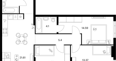 3-к. квартира, 85&nbsp;м²