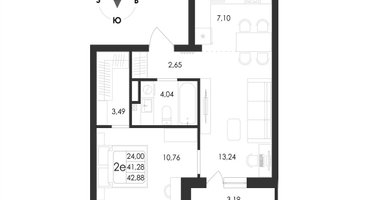 2-к. квартира, 42 м²