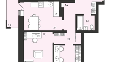 3-к. квартира, 76&nbsp;м²