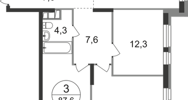3-к. квартира, 87 м²