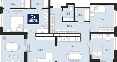 3-к. квартира, 100&nbsp;м²