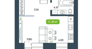 Студия, 29,3 м²
