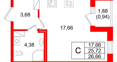 Студия, 26&nbsp;м²