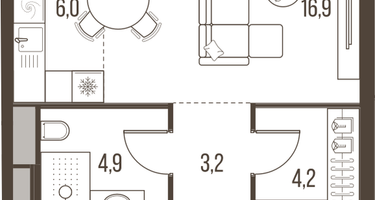 1-к. квартира, 35&nbsp;м²