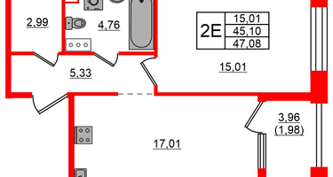 1-к. квартира, 47&nbsp;м²