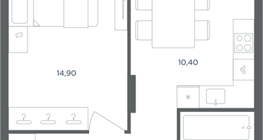 1-к. квартира, 39 м²