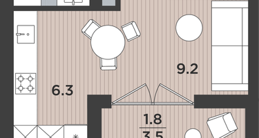 1-к. квартира, 27&nbsp;м²