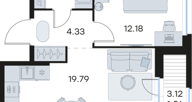 1-к. квартира, 42 м²