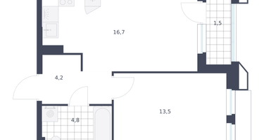 1-к. квартира, 40 м²