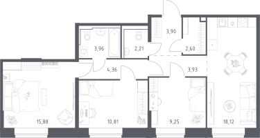 3-к. квартира, 75&nbsp;м²