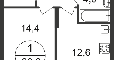 1-к. квартира, 38&nbsp;м²
