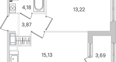 1-к. квартира, 38&nbsp;м²