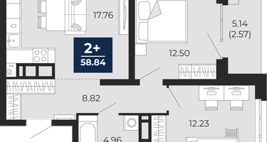 2-к. квартира, 56&nbsp;м²