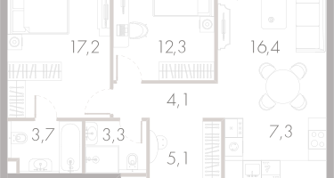 2-к. квартира, 69&nbsp;м²